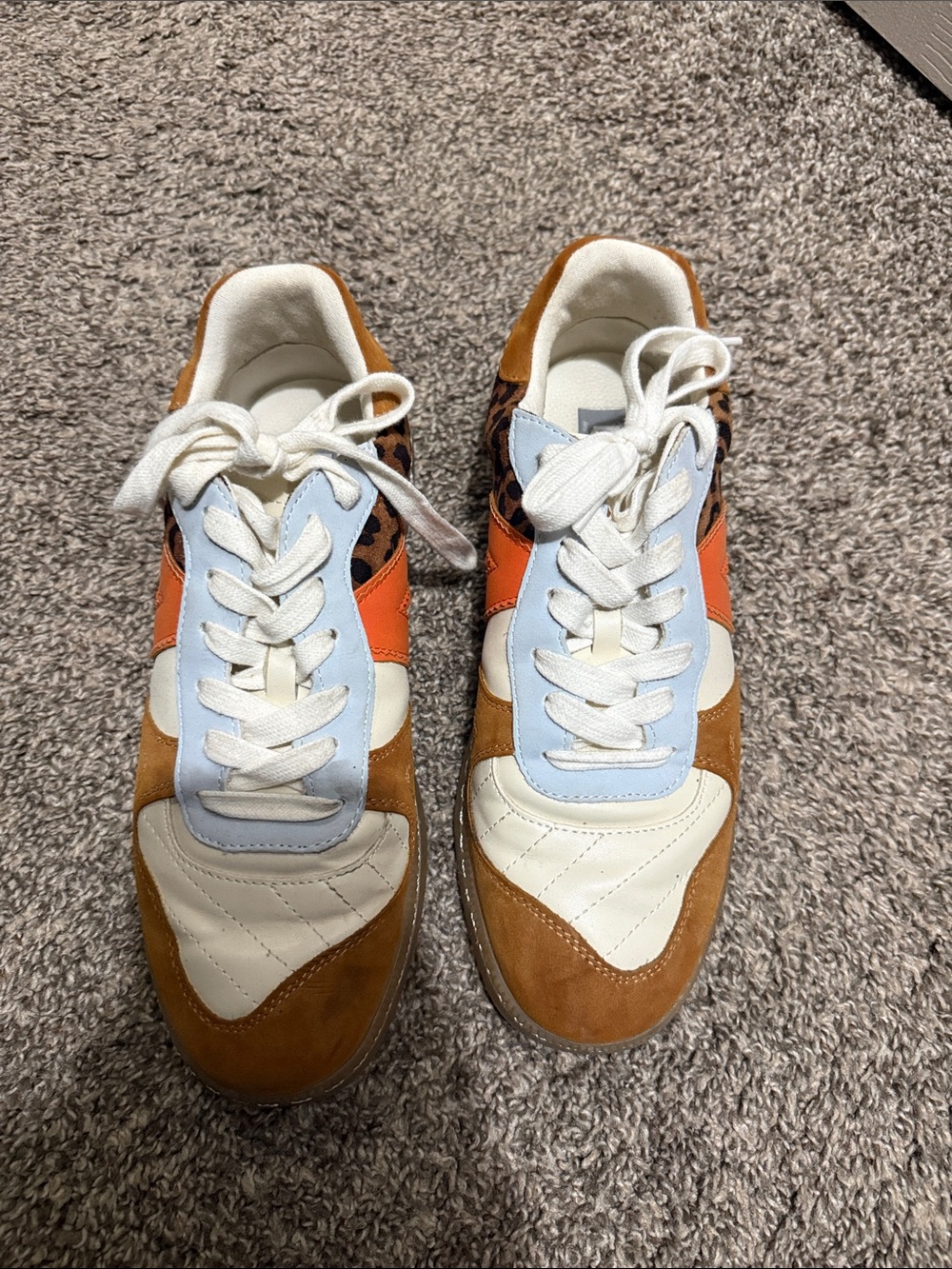 MIA Women's Sneakers in White, Light Blue, Orange & Brown